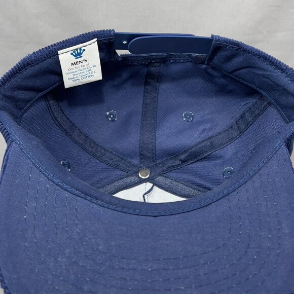 Vtg United Airlines Corduroy Snapback Hat Cap Blue Dorfman Pilot Fly Plane Mens - Picture 10 of 12